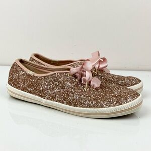 Keds x Kate Spade Women’s Champion Rose Gold Pink Sparkle Shoes Size 6.5